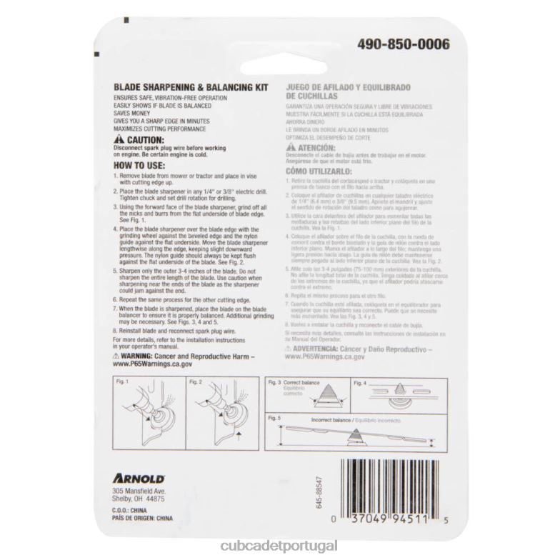 Cub Cadet kit de afiador de lâmina e balanceador de cortador de grama acessório RDL48208